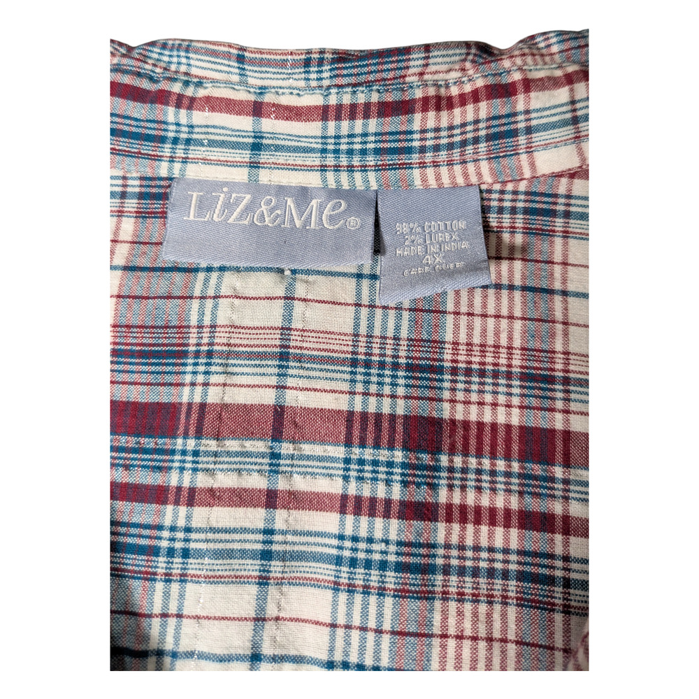 Liz & Me Women's Shirt Plaid Size 4XL Great Condition - Picture 3 of 4